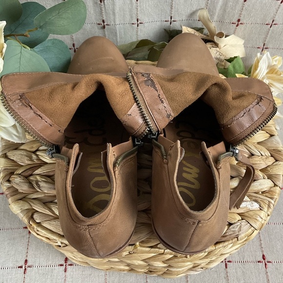 Sam Edelman “Packer” Ankle Boots Tan Leather Double Zip Bootie Sz 6.5 PreLoved - Picture 7 of 8